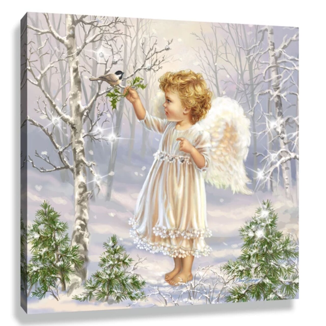 Glow Decor 10" x 10" White and Green Little Winter Blessings Embellished Pizazz Wall Art